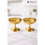 2'li Gold Çelik Ayaklı Tatlı & Dondurma Sunumluk Kase Royal Premium - Altın