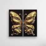 2li Gold Eskitme Kelebek Kanvas Tablo