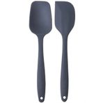 2li Gri Silikon Kaşık Spatula Yanmaz Yapışmaz Çizmez 27cm