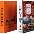 2'li Hermes/bohems Dekoratif Kitap Kutu - Turuncu - Açık Kahverengi