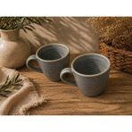 2'li Hornfels Ripple Mug 320 cc Seramik Kahve Stoneware Kupa Espresso ve Kahve Kupası Modern Kulplu - Renkli - 320 ml
