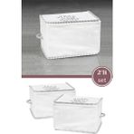 2’li Ipli Kazak Hurcu Set, Yatak Baza Kanepe Altı Kıyafet Çamaşır Eşarp Düzenleyici (30X20CM) 2 Adet - Beyaz - 30x22x20 cm