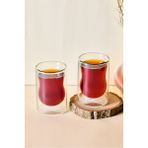 2'li Isıya Dayanıklı Çift Cidarlı Cam Çay Bardağı 140 ml - Şeffaf