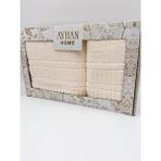 2'li Jakarlı Kutulu Banyo Havlu Hamam Takımı 1 Adet 90X150, 1 Adet 50X90 - Ekru - 50 x 90 cm