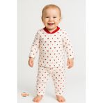 2'li Kalpli Unisex Bebek Pijama Takımı 9-12 Ay | Uzun Kollu Rahat Uyku Takımı Pamuklu Günlük - Kırmızı Kalpli - 9 - 12 Ay