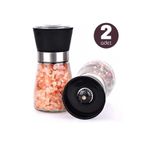 2'Li Karabiber Tuzluk Degirmeni Seramik Bicakli Ogutucu Orta Boy Dayanikli Cam Baharat Ogutucu Seti