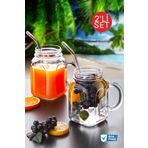 2'li Kavanoz Bardak Pipet Hediyeli Set Model Kokteyl Soğuk Kahve Meşrubat Bardak Seti
