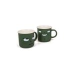 2'li Kupa Set Minimalist Yüz Illüstrasyonlu Yeşil Porselen Kupa Seti – 350ML, Modern & Şık Tasarım,haki - 001-Renkli