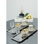 2'li Lüks Paslanmaz Çelik Baton Tepsi Seti – Çay, Kahve, Pasta, Sunum ve Çeyiz Için Dekoratif Servis - 33 x 15 x 1,5 cm