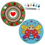 2'li MANDALA Boyama Seti. 20x20 Cm Uv Baskı 6 Akrilik Boya 2 Fırça 3 mm MDF plaka (SET32)