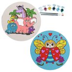 2'li MANDALA Boyama Seti. 20x20 Cm Uv Baskı 6 Akrilik Boya 2 Fırça 3 mm MDF plaka (SET33)