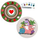 2'li MANDALA Boyama Seti. 20x20 Cm Uv Baskı 6 Akrilik Boya 2 Fırça 3 mm MDF plaka (SET48)