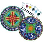 2'li MANDALA Boyama Seti. 20x20 Cm Uv Baskı 6 Akrilik Boya 2 Fırça 3 mm MDF plaka (SET5)