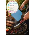 2’li Mangal Seti Izgara Temizleme Fırçası Tel + Yelpaze Kömür Üfleme Barbekü Aksesuarı - Antrasit - 1 Adet
