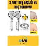 2'li Masaj Başlıklı, Su Tasarruflu, Spiral Hortum ve Filtreli El Duş Seti - Seçenek 1