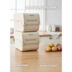 2'Li Mini Boy Patates Soğan Sepeti Bpa Free Sebzelik Organizer Kutu Motek Krem 8 L