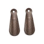 2'li Mini Metal Ayakkabı Çekeceği Seti (10 Cm) - Bakır Eskitme Kaplama Cep ve Cüzdan Tipi Portatif Kerata Takımı - Adaçayı Yeşili