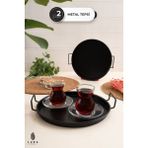 2'li Mita Siyah Metal Kahve & Çay Sunum Tepsisi Seti - 25 cm