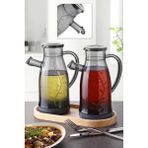 2Li Olivia Bambu Standli Yagdanlik Sirkelik Seffaf Sosluk 700Ml 2 Adet Yagdanlik Yagdanlik Set