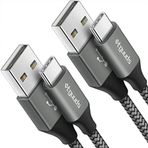 [2'li Paket, 3 ft] USB C Kablosu 3A Hızlı Şarj, etguuds USB A'dan Tip C'ye Şarj Kablosu Örgülü Samsung Galaxy A10e A20 A50 A51 A71, S20 S10 S9 S8 Plus S10E, Note 20 10 9 8, Moto G7 G8