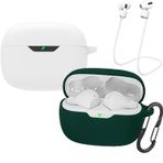 [2'li paket] easyBee kılıf, JBL Vibe Beam/JBL Wave Beam/JBL Wave Beam 2 ile uyumlu, 2 karabinalı anti-kayıp kayışı, silikon kılıf, darbeye dayanıklı koruyucu kılıf, Bluetooth kulaklık çantası, beyaz