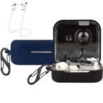 [2'li paket] easyBee kılıf, Nothing Ear (1) ile uyumlu, 2 karabina, 2 kayıp önleyici kayış, sıvı silikon kılıf, ultra ince, darbeye dayanıklı koruyucu kılıf, Bluetooth kulaklık çantası, siyah ve mavi