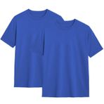 2'li paket erkek tişört basic yuvarlak yaka Regular Fit kısa kollu S M L XL XXL 3XL çeşitli renkler organik pamuk, mavi (Royal Blau), M