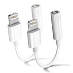 2'li paket iPhone AUX adaptörü/Lightning 3,5 mm jak adaptörü [MFi sertifikalı] Adaptör iPhone kulaklık / iPhone AUX ses kablosu ayırıcı iPhone 14/13/12/11/X/XS tüm iOS sistemleri ile uyumlu
