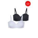 2'li Paket - Kadın Dolgusuz Pamuklu Fitilli Straplez Sütyen