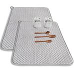 2'li Paket Mikrofiber Bulaşık Kurutma Matı, 24*17 inç Emici Bulaşık Süzgeci Mutfak Tezgahı, Tezgah, Lavabolar, Boşaltma Rafları için Büyük Boy Bulaşık Kurutma Pedi (Gri)