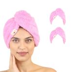 2'Li Paket Mikrofiber Saç Havlusu(Pembe-Pembe)