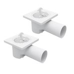 2’li Paket Plastik Yer Sifonu 10x10 cm Kare Izgaralı – 50 mm Yandan Çıkışlı ABS Plastik Banyo Duş Balkon Tahliye Süzgeci
