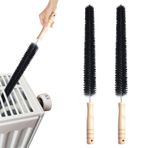 2'li Paket Radyatör Fırçası, Kurutucu Temizleyici Havalandırma Fırçası, 40 cm Uzunluğunda Esnek Boru Buzdolabı Bobin Fırçası, Buzdolapları, Süpürgelikler için Ahşap Saplı Havalandırma Temizleyici