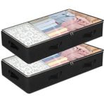 2'li Paket Yatak Altı Saklama Kapları, 90L Büyük Kapasiteli Yatak Odası Dolap Düzenleyicileri ve Saklama Kutuları Giysiler, Battaniye, Havlu, Yorgan, Kazak, Keten Çarşaf için Katlanabilir Yatak Altı