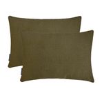 2'li paket Zeytin Yeşili Lüks Bel Yastık Kılıfı 50 x 65 cm | Modern Keten Yastık kılıfı Sağlam | Katı, Dokulu Kanepe ve Yatak Odası için Yastık Kılıfları, Ev Dekorasyonu - Olive Green Linen