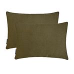 2'li paket Zeytin Yeşili Lüks Bel Yastık Kılıfı 50 x 75 cm | Modern Keten Yastık kılıfı Sağlam | Katı, Dokulu Kanepe ve Yatak Odası için Yastık Kılıfları, Ev Dekorasyonu - Olive Green Linen