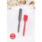 2’Li Pasta Spatula Seti, Silikon Yanmaz Yapışmaz Spatula Ve Çikolata Krema Reçel Sıvama Bıçağı Seti