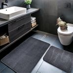 2'li Peluş Banyo Paspası Takımı – Yumuşak Kaymaz Tabanlı Klozet Takımı 60x50-60x100 Koyu Gri