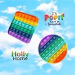 2'Li Pop It Kare- Yuvarlak Şekilli Gökkuşağı Renk Duyusal Oyuncak Zihinsel Gelişim Stres Popit 2 Ad