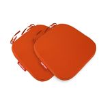 2’li Sandalye Minderi Seti Oval 42x42x5 cm Standart Fit, Fermuarlı Yıkanabilir Kılıf, Bağcıklı Kaymaz, Leke Tutmaz Oturma Minderi Kiremit Turuncu