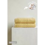 2'Li Sarı Greek Banyo Havlusu - 70X140 Cm, 490 Gr, %100Pamuk, Spa Ve Otel Havlusu