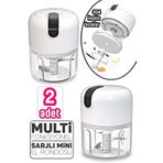 2Li Sarjli Mini El Rondosu Celik 3 Bicakli 250 Ml Mutfak Robotu Hazneli Sebze Et Dograyic Rende