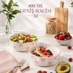 2'li Seramik Kase Seti 400 ml, 15 cm Salata Kasesi, Kahvaltılık Yoğurt Çorba ve Meze Kasesi, Porsiyon Kontrollü Diyet Kase, Sunum İçin Şık Bowl Seti, PEMBE*FİYONKLU