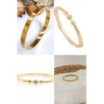 2'Li Set - Alaşım Kartier Taşlı Bileklik Gold, Altın Renk Büyük Taşlı Bileklik Snj-Set1004