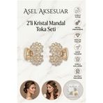 2'li Set Altın Renkli Kristal Taşlı Metal Mandal Saç Tokası asel 115a