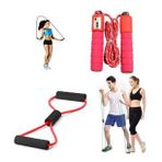 2'li Set Antrenman Sayaçlı Sünger Saplı Atlama İpi Pilates Egzersiz Direnç Lastiği