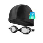 2li Set Boneli Çocuk Yüzücü Gözlüğü Kids Plus Su Geçirmez Yüzme Havuz Deniz Gözlük Siyah 1115