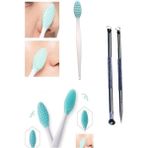2li Set Burun Siyah Nokta Cilt & Yüz Temizleyici Temizleme Fırça Dudak Peeling & ve 2'li Komedon