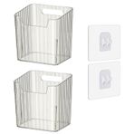 2'li Set Depolama Düzenleyici Kutusu Duvara Monte Yüzer Raflar Buzdolabı Düzenleyici Duvar, Buzdolabı, Mutfak, Banyo, Tezgah, Kiler için İstiflenebilir Şeffaf Plastik Saklama Kovaları - BPA İçermez