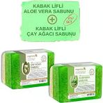 2'Li Set Doğal Kabak Lifli Aloe Vera Sabunu Kabak Lifli Çay Ağacı Sabunu